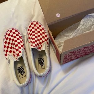Checkered slip on vans